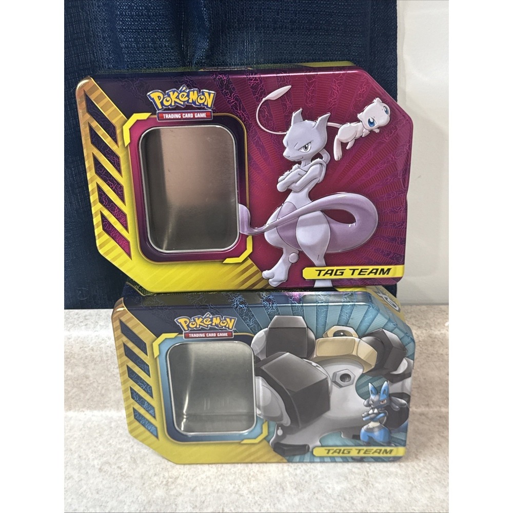 Pokémon TCG Tag Team GX Empty Tins MewTwo/Mew Melmetal/Lucario 2019
